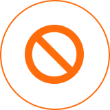 Orange no entry sign on white background